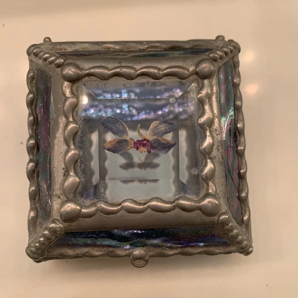 Handmade Iridescent Stained Glass Jewelry Box